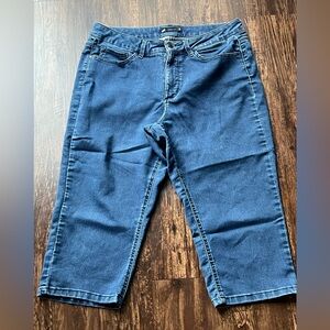 Lee Easy Fit Cropped Jeans Womens Size 16 Petite Blue Denim High Rise 32x19